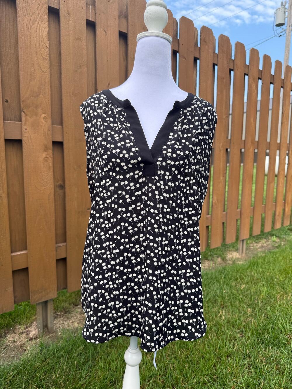 Ann Taylor Loft Black & White  Blouse Tank Large
